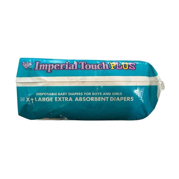 Vintage Made In The USA Imperial Touch Plus Diapers XL babies 32 Lbs + RARE - Picture 3 of 4